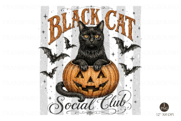 Download Black Cat Social Club Png, Halloween Cat - Black Collection