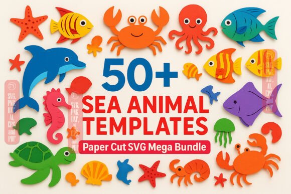 Download 50+ Sea Animal Templates SVG Bundle - Template Collection