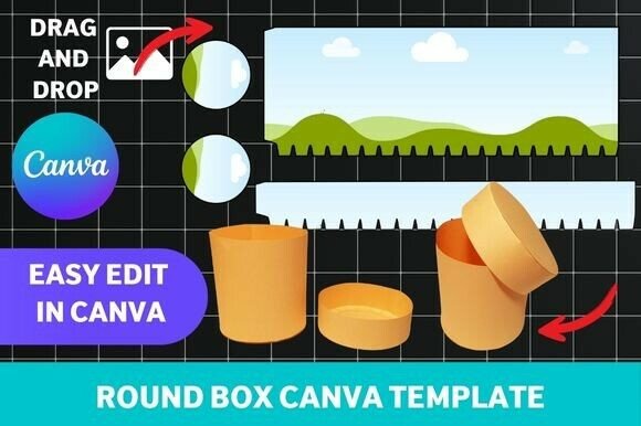 Download Round Box with Lid Canva Template - Template Collection