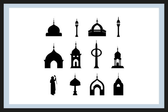 Download A Black Silhouette Muslim Symbol Set - Black Collection
